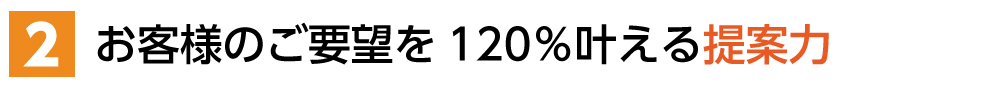 ２．お客様のご要望を120％叶える提案力  